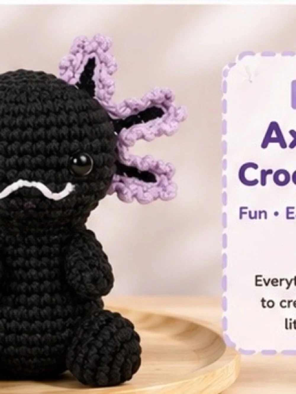 Crochet Axolotl Plush Toy Kit - Black & Purple
